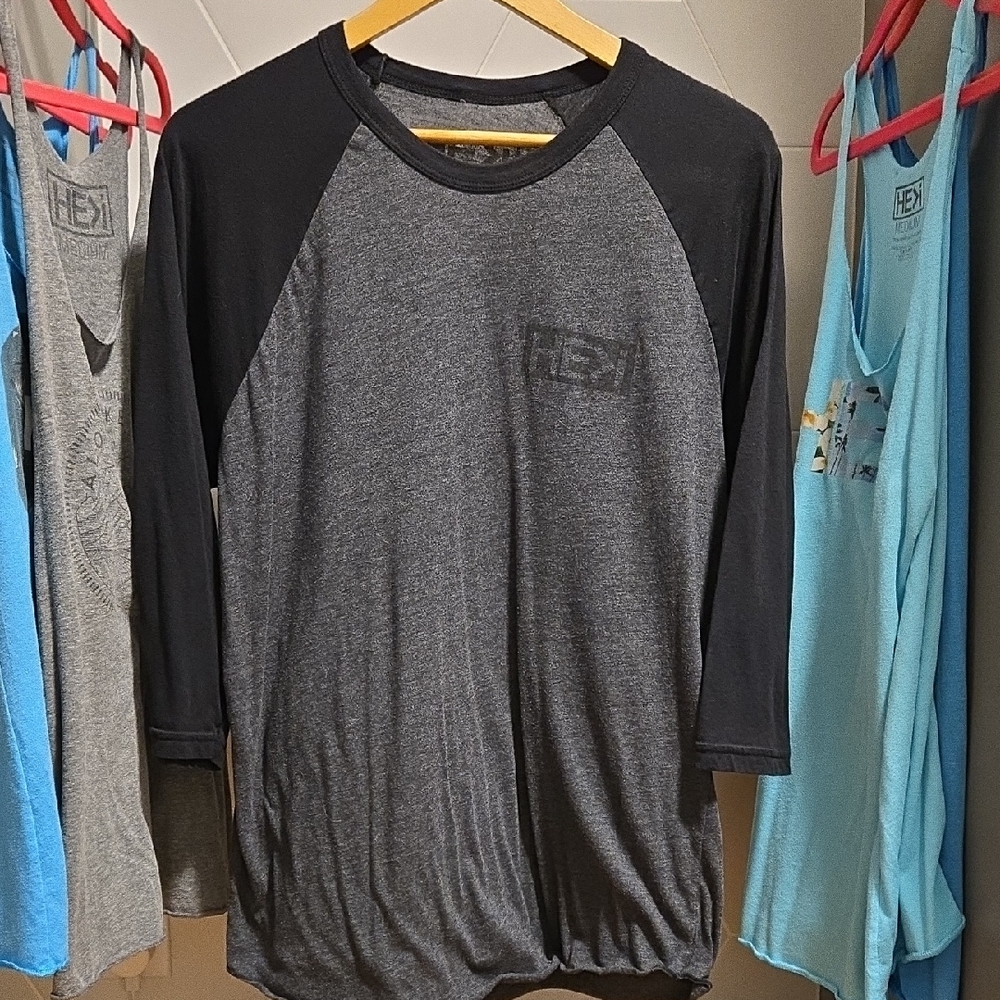 HE>i Black and Gray Long Sleeve Tee